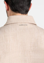 Amir - Boxy Hatched Harrington Jacket - Beige