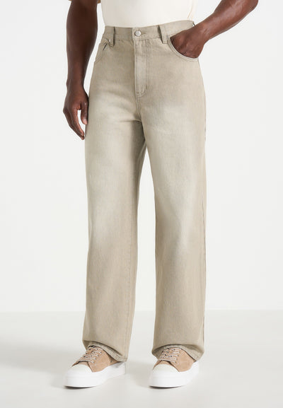 DN002 - Relaxed Fit Denim Jeans - Beige