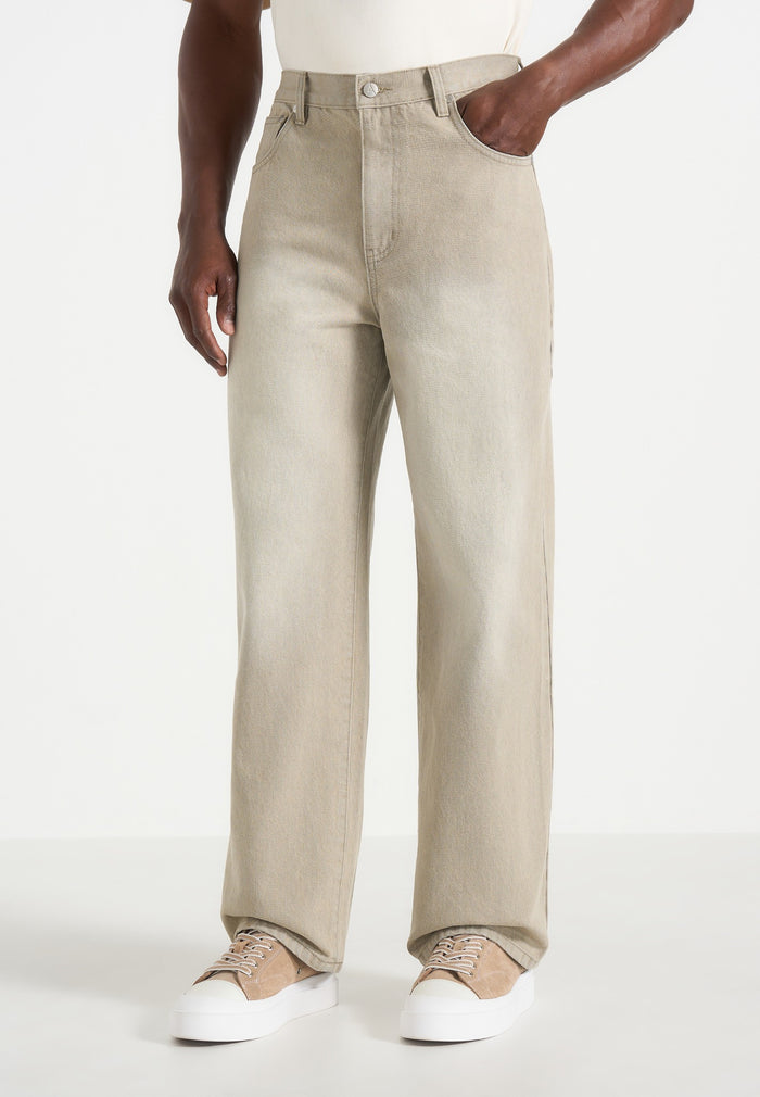 DN002 - Relaxed Fit Denim Jeans - Beige