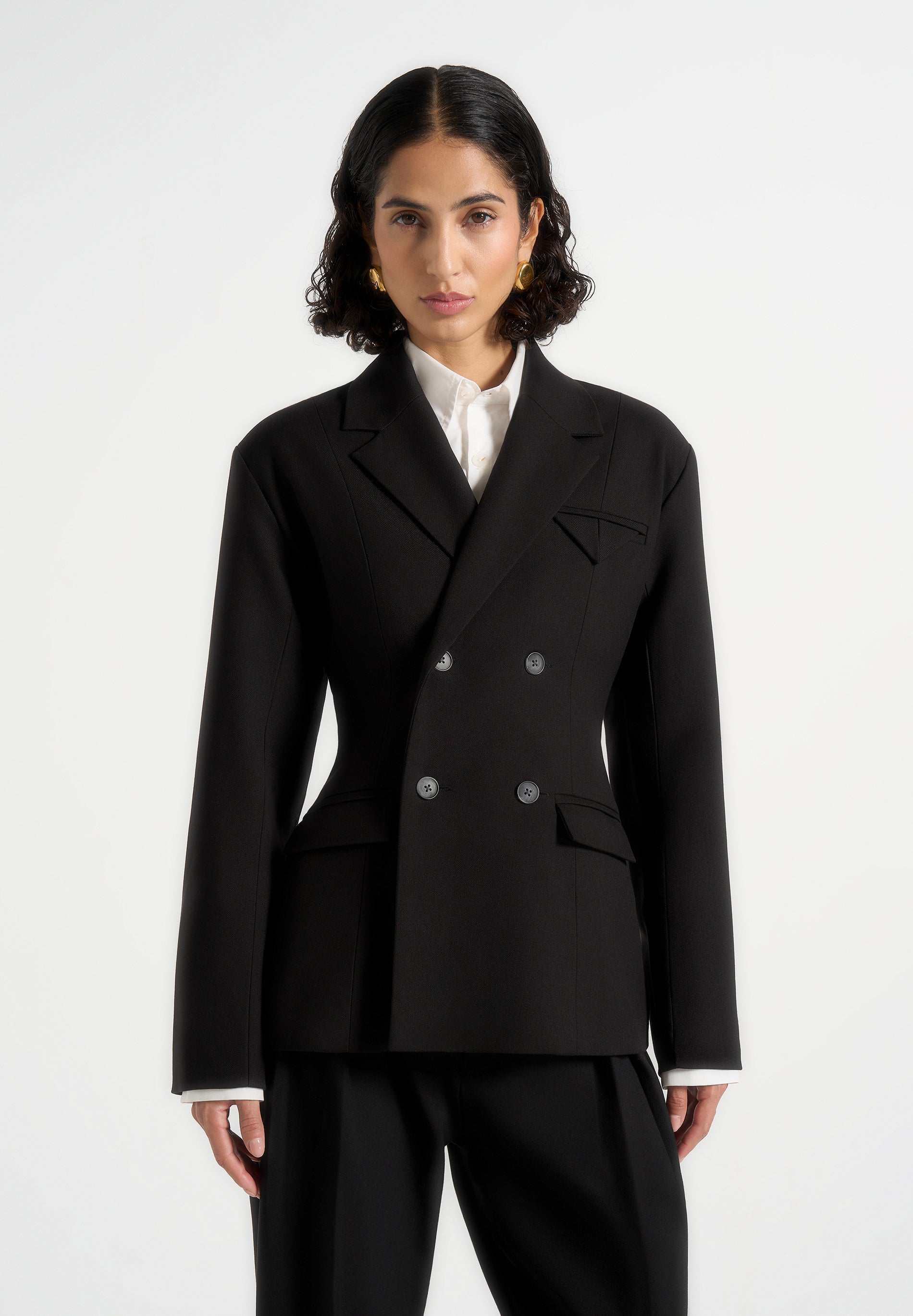 Maia - Double Breasted Blazer - Black