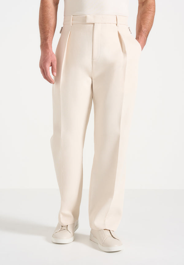 Dorian - Pleated Tailored Trousers - Cream