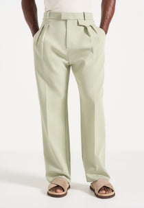 Pierre - Twin Pleat Tailored Trousers - Sage