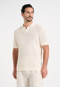 Conrad - Open Knit Polo Shirt - Cream