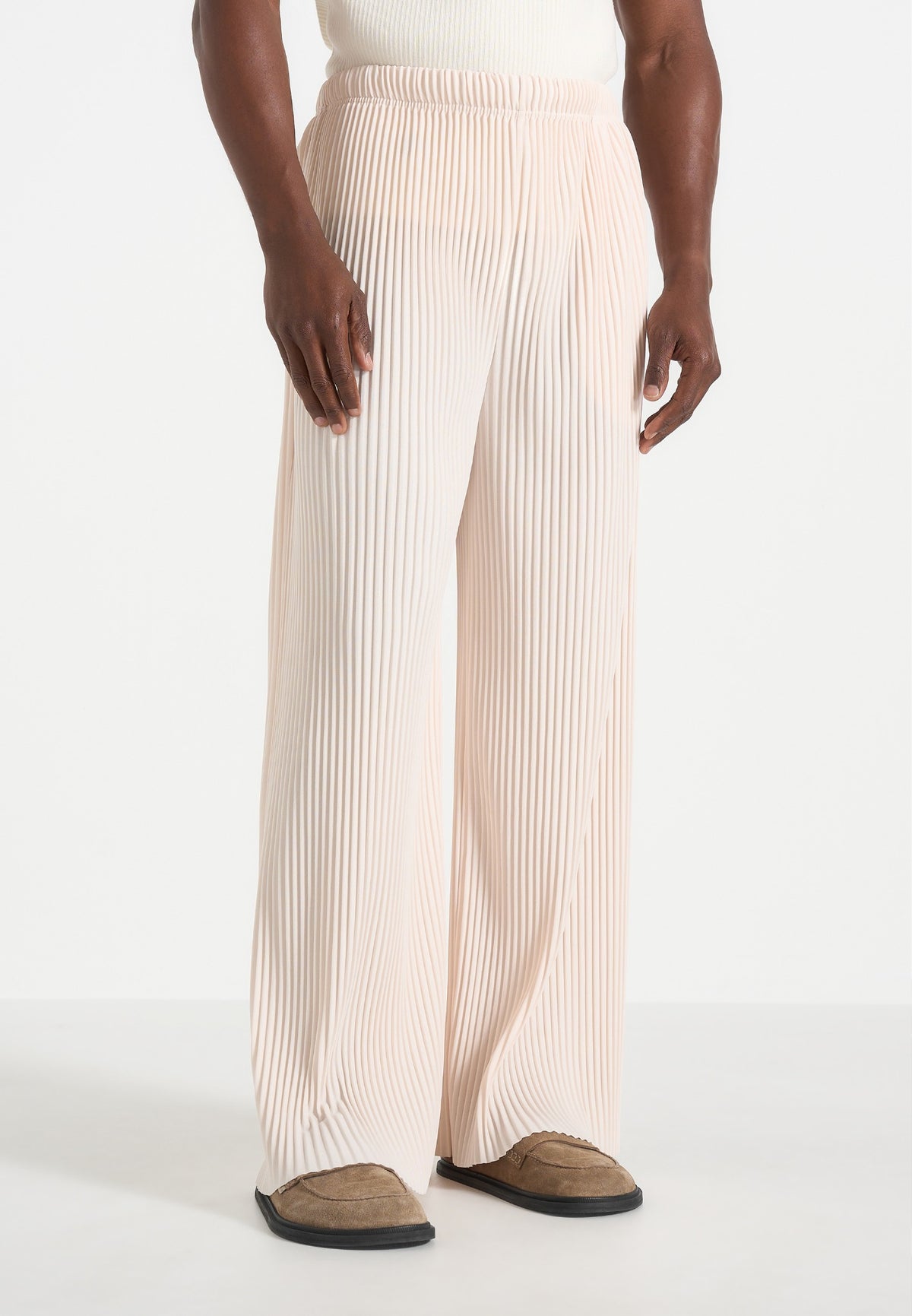 Jonas - Pleated Wide Leg Trousers - Cream
