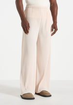 Jonas - Pleated Wide Leg Trousers - Cream