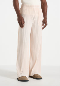 Jonas - Pleated Wide Leg Trousers - Cream
