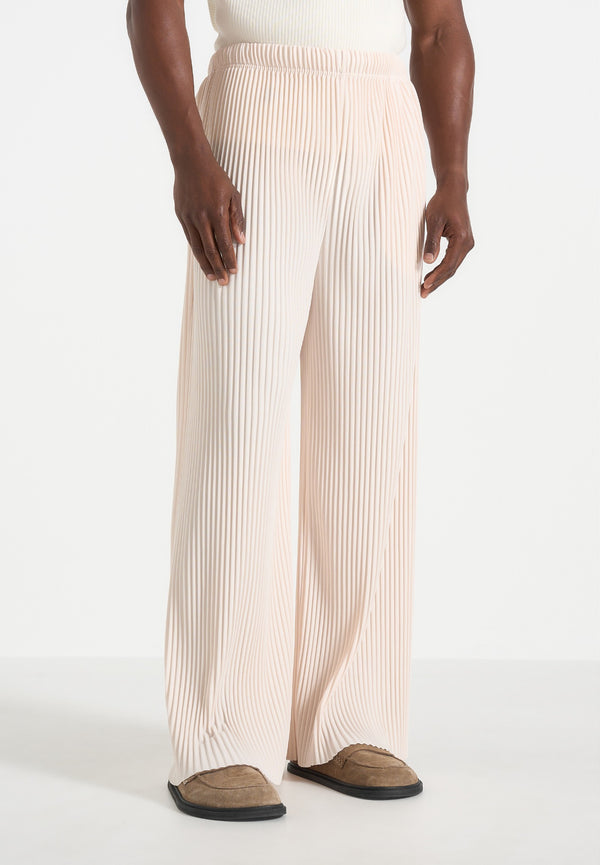 Jonas - Pleated Wide Leg Trousers - Cream