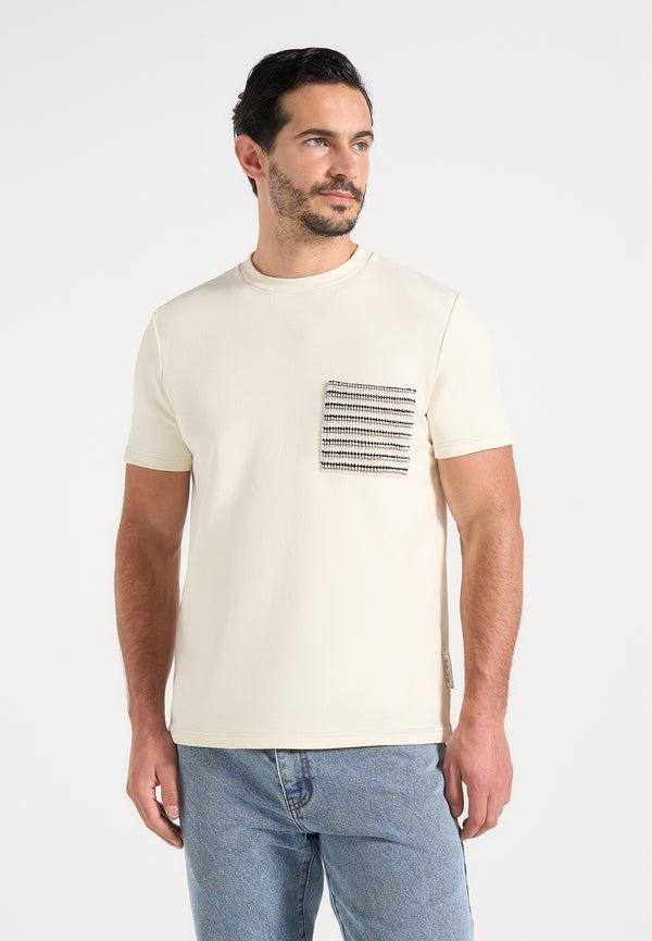 Joris - Whipstitch Pocket Detail T-Shirt - Cream