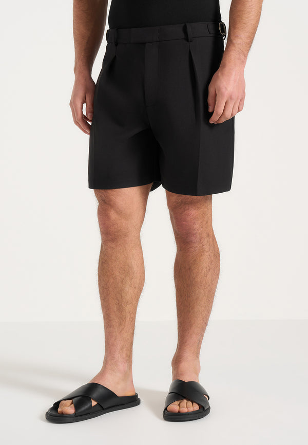 Marin - Tailored Pleated Shorts - Black