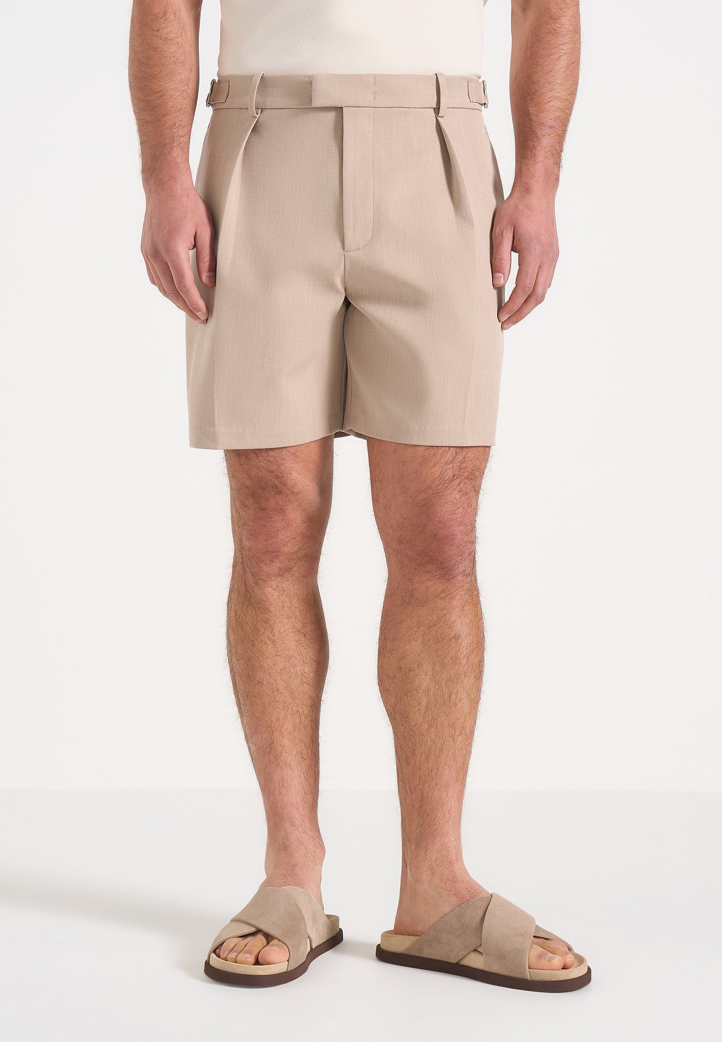Marin - Tailored Pleated Shorts - Taupe 
