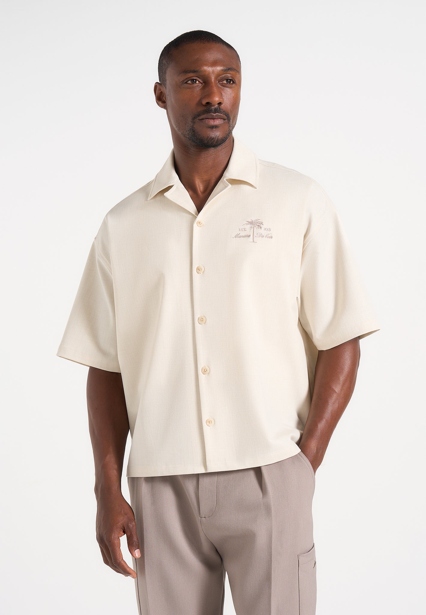 Alexis - Unisex Cote d'Azur Boxy Shirt - Cream