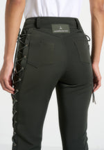 Ambre - Drill Lace Up Flared Trousers - Olive