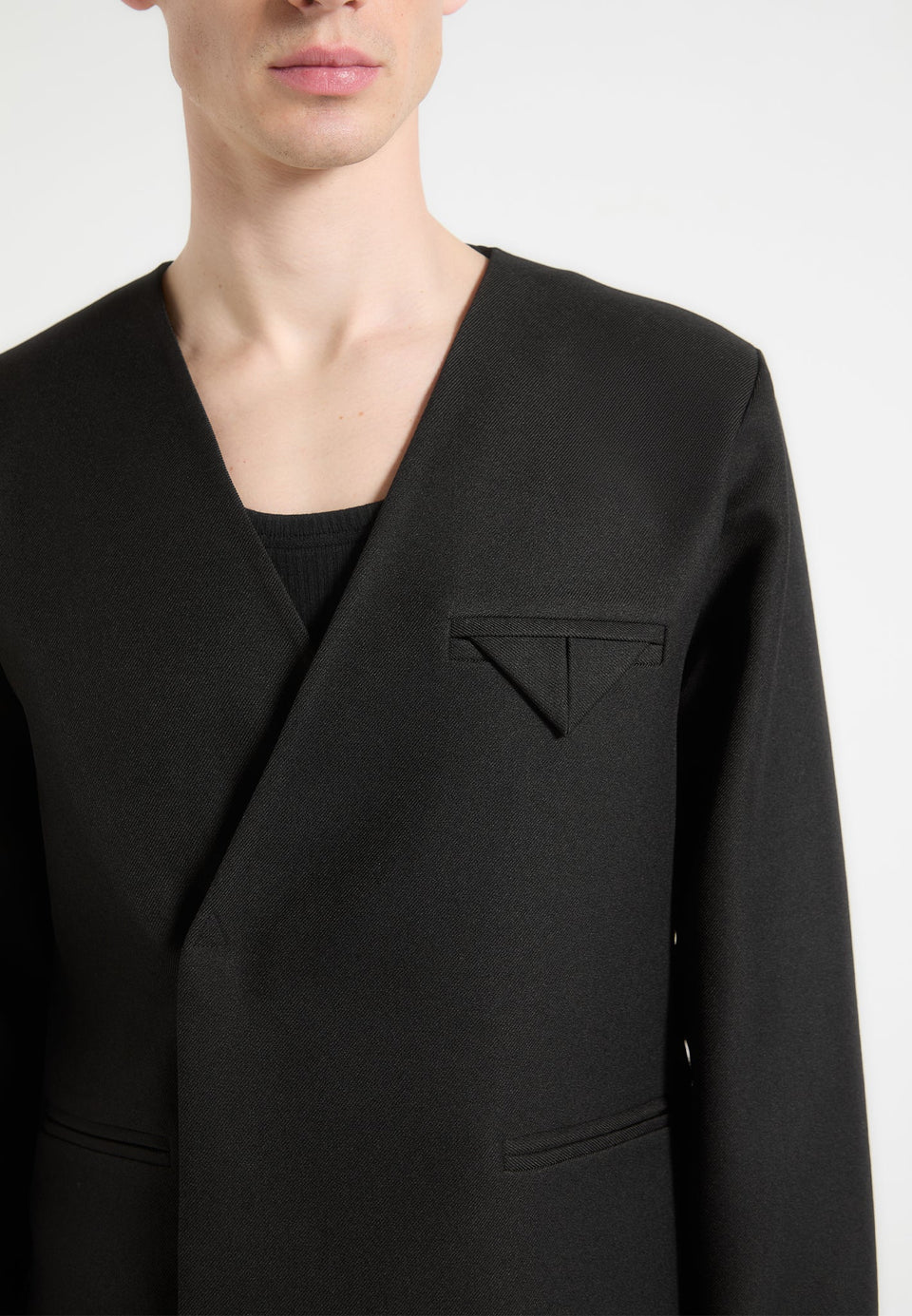 colin-collarless-double-breasted-minimal-blazer-black