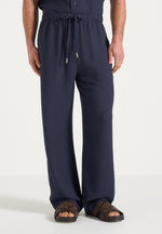 Addison - Unisex Textured Relaxed Fit Trousers - Navy