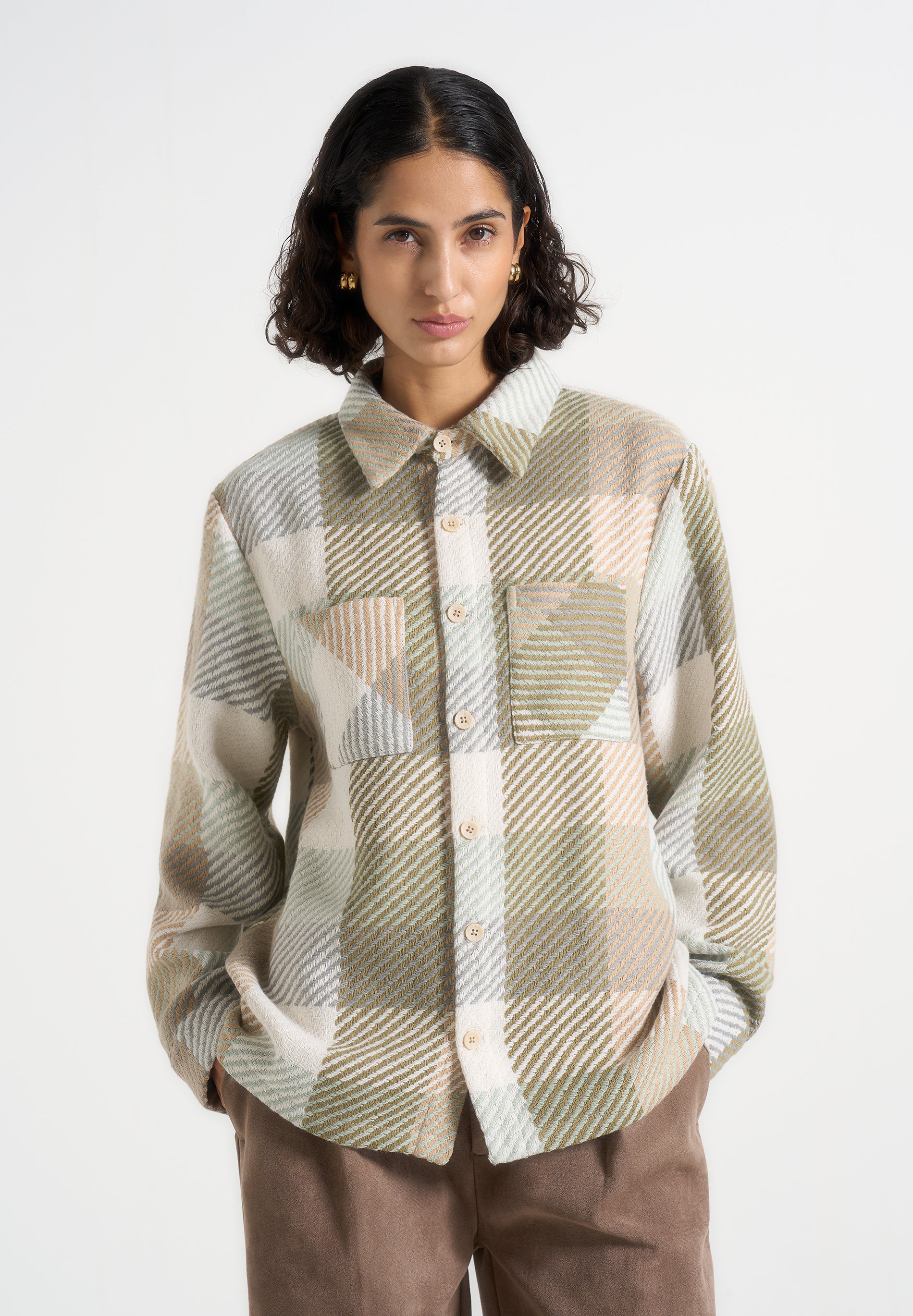 Rune - Unisex Check Overshirt - Sage