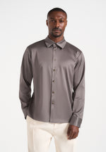 Carter - Unisex Oversized Satin Shirt - Taupe