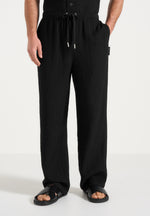 Addison - Unisex Textured Relaxed Fit Trousers - Black