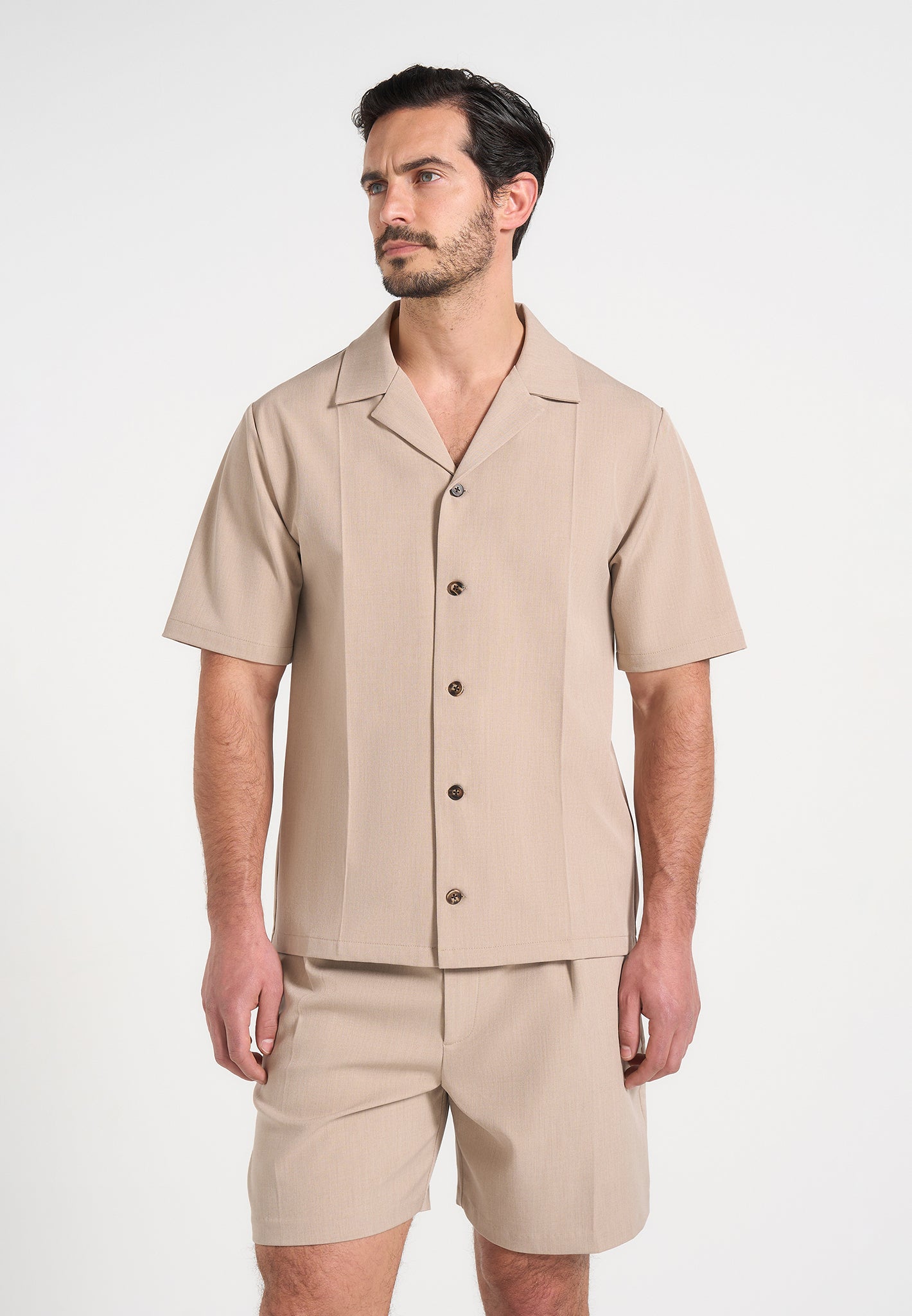 Felix - Tailored Shirt With Crease - Taupe 