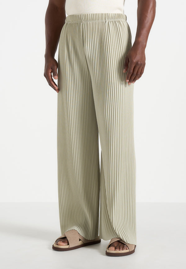 Jonas - Pleated Wide Leg Trousers - Sage