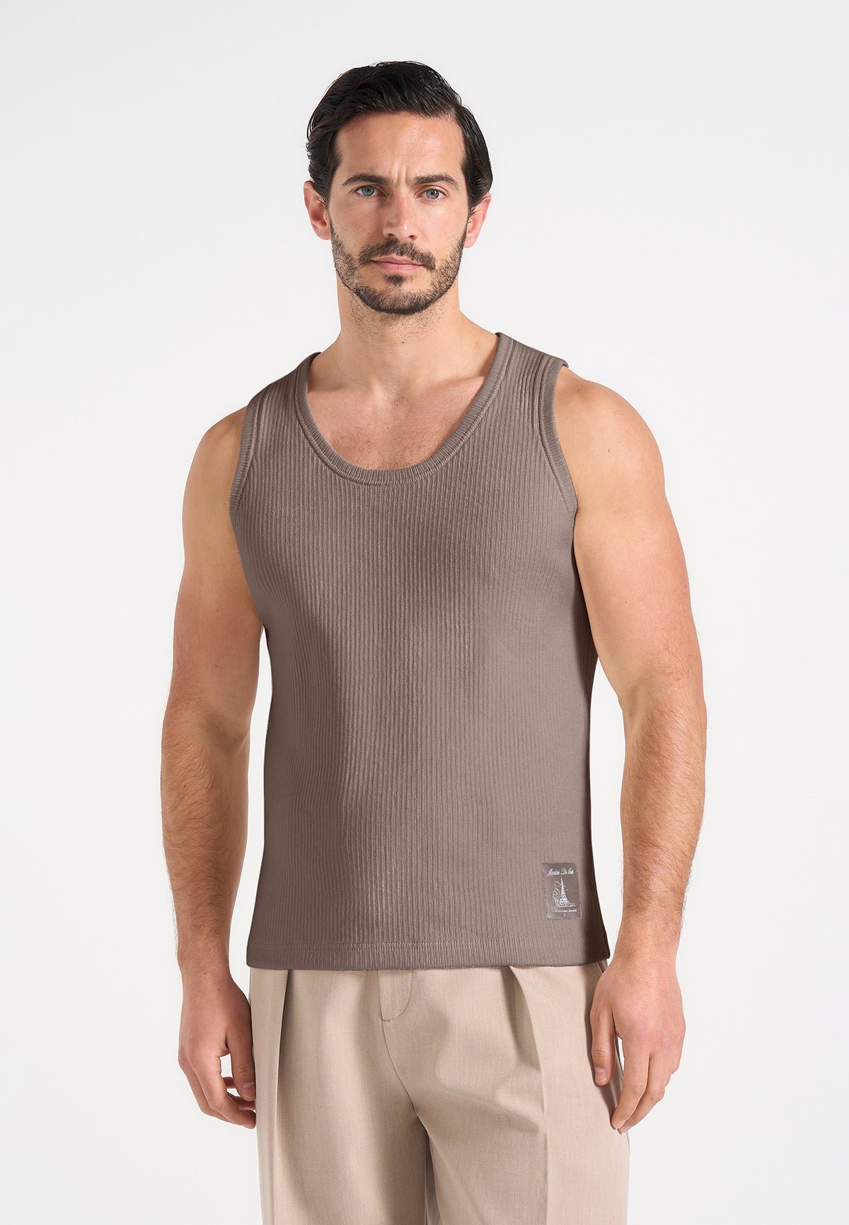 VS001 - Ribbed Cotton Vest - Mushroom