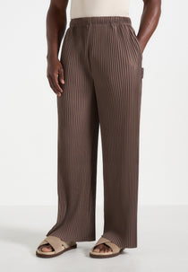 Jonas - Pleated Wide Leg Trousers - Brown
