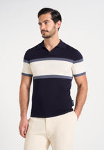 Enzo - Colour Block Polo Top - Navy