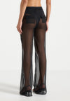 Sheer Belted Trousers - Black