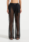 Sheer Belted Trousers - Black