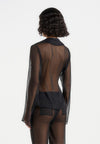 Sheer Shirt with Clasp - Black