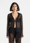 Sheer Shirt with Clasp - Black