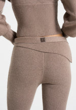 Knitted Fit & Flare Leggings with Belt - Taupe