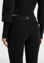Knitted Fit & Flare Leggings with Belt - Black