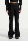 Knitted Fit & Flare Leggings with Belt - Black