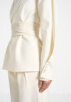 Marie - Twist Sleeve Tailored Blazer with Belt - Cream