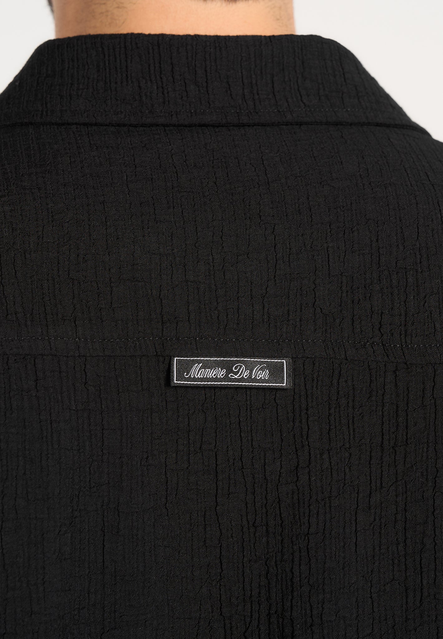 Bailey - Unisex Textured Long Sleeve Shirt - Black