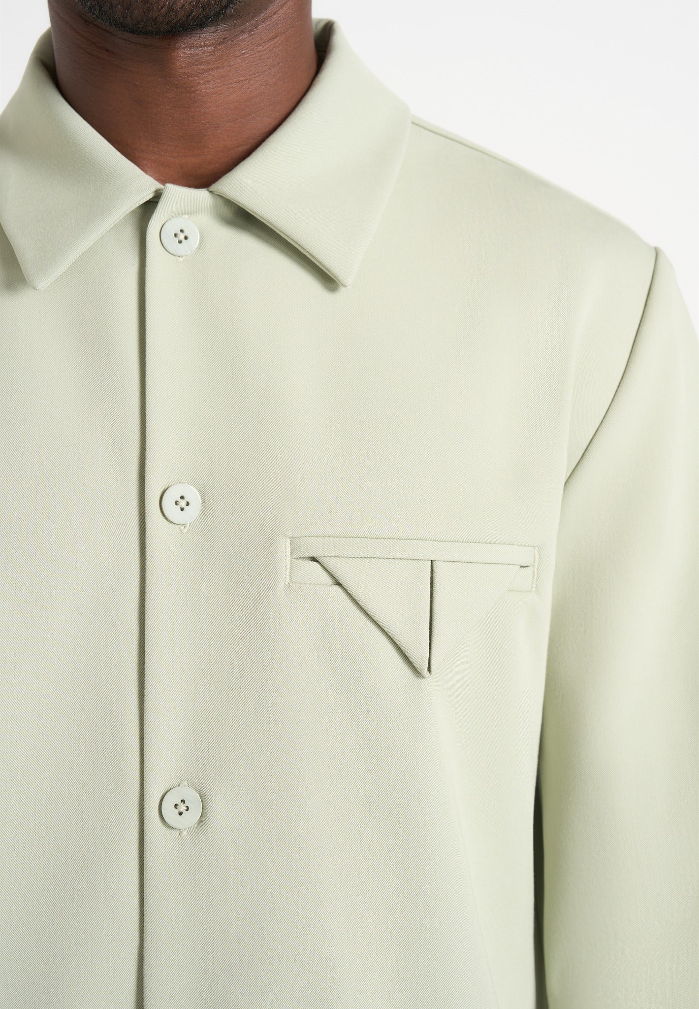 Leo - Hatched Tailored Overshirt - Sage