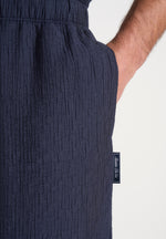 Addison - Unisex Textured Relaxed Fit Trousers - Navy