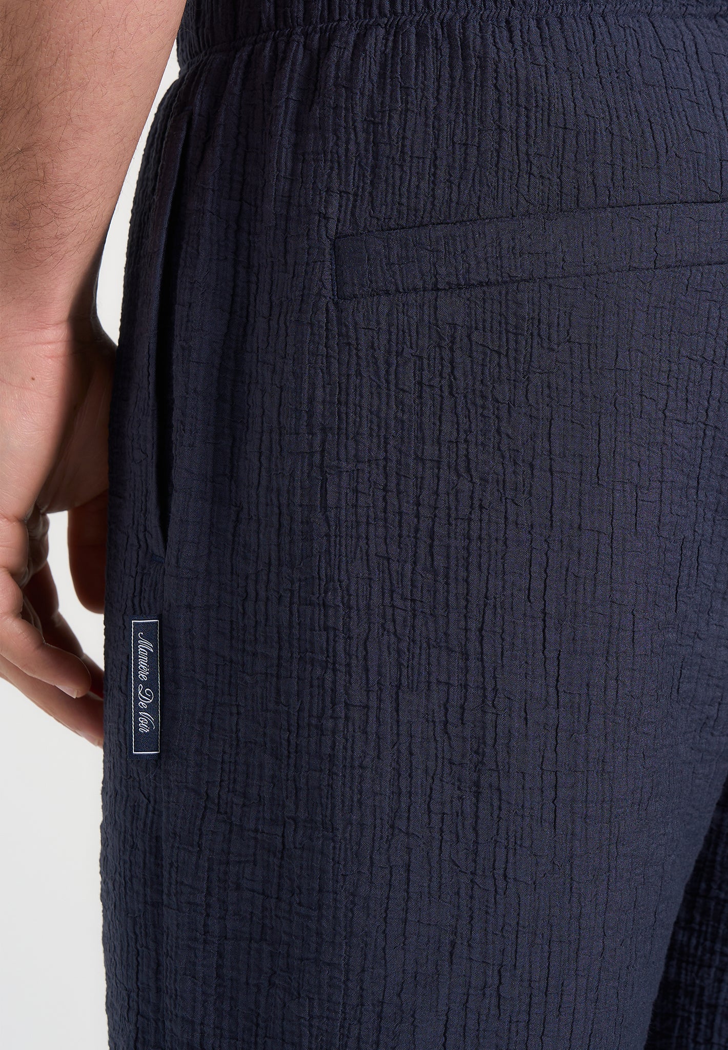Ari - Unisex Textured Shorts - Navy