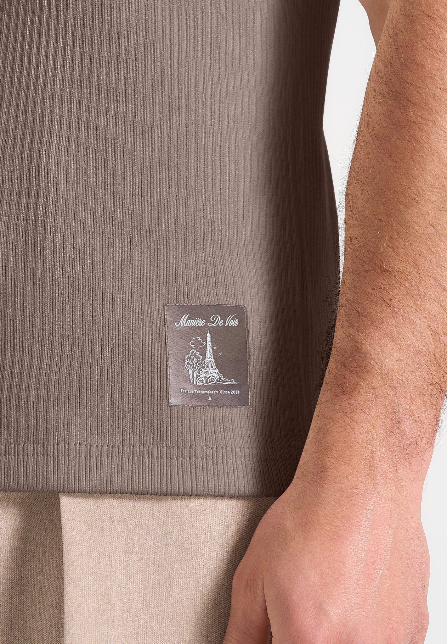 VS001 - Ribbed Cotton Vest - Mushroom