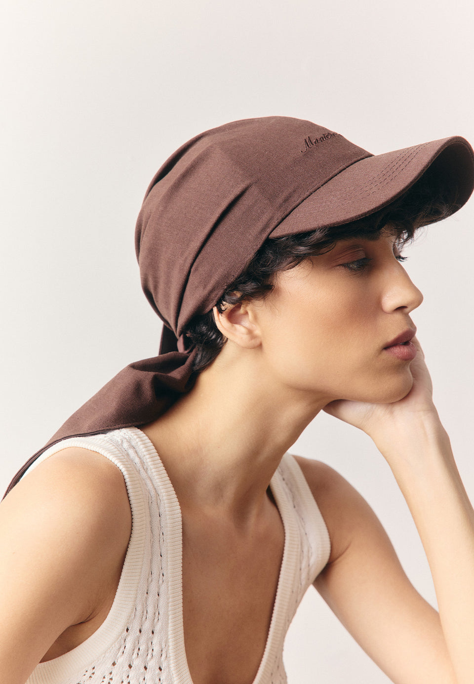 Arianne - Linen Bandana Cap - Brown