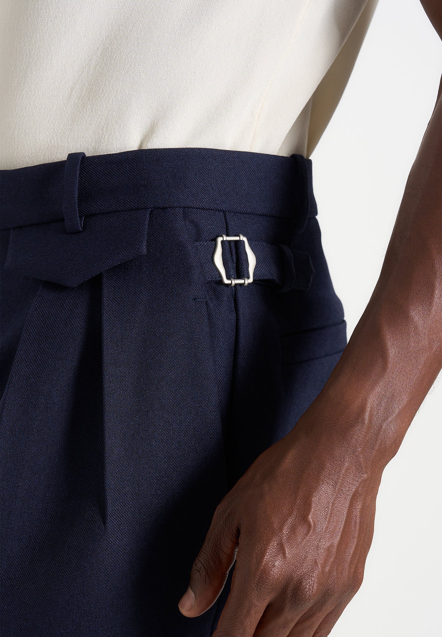 Pierre - Twin Pleat Tailored Trousers - Navy