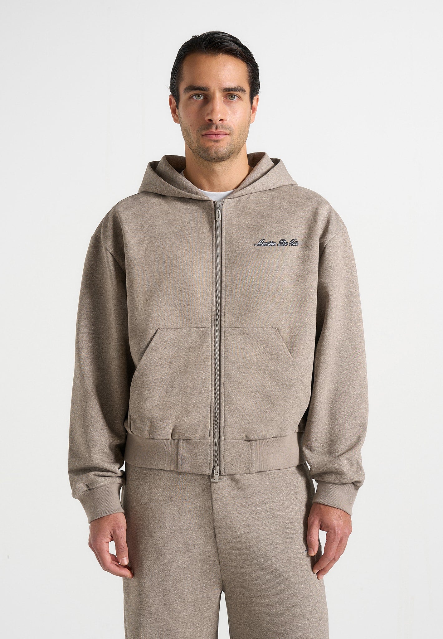 JS002 - Unisex Signature Relaxed Fit Zip Hoodie - Taupe