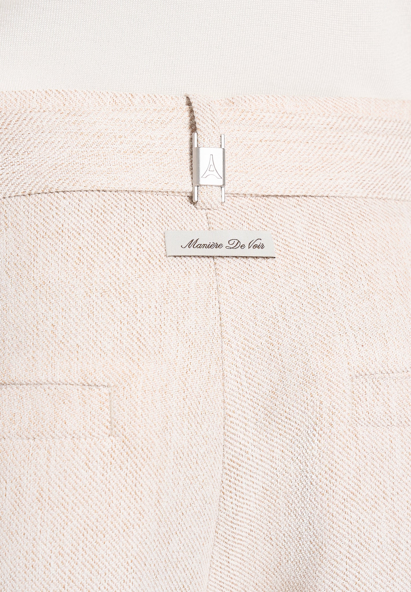 Loic -  Wide Leg Textured Trousers with Belt - Cream