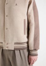 Andre - Contrast Wool Blend Varsity Jacket - Beige
