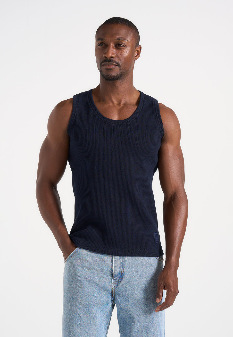 vs001-ribbed-cotton-vest-navy