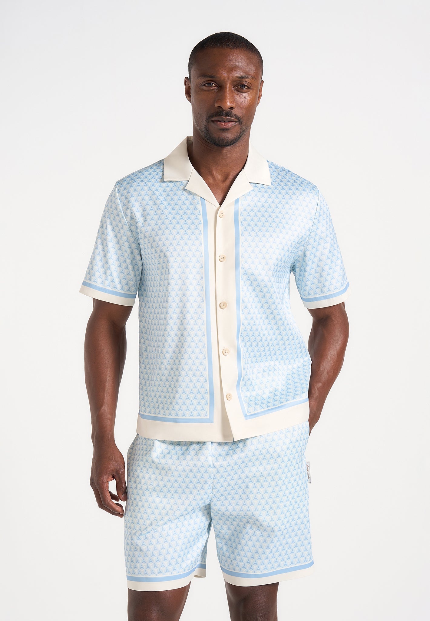 Idriss - Eiffel Monogram Resort Shirt - Pale Blue 