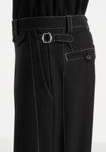Marceau - Contrast Stitch Barrel Leg Trousers - Black