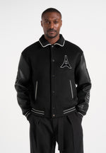 Mona Lisa - Wool Blend Varsity Jacket - Black