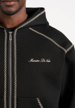 Ollie - Unisex Whipstitch Raglan Effect Zip Hoodie - Black