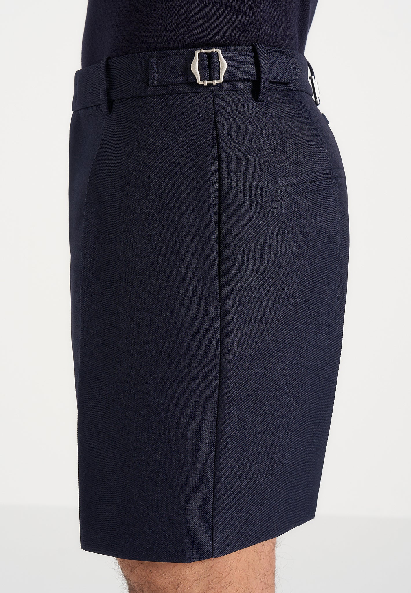 Marin - Tailored Pleated Shorts - Navy